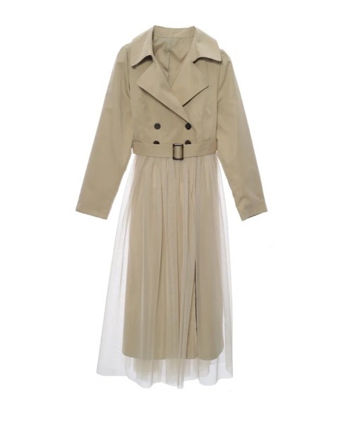 Edit Sheen(エディットシーン)の「チュール切替トレンチコート(その他アウター・レディース・ベージュ/ブラック・M)」の20枚目の写真