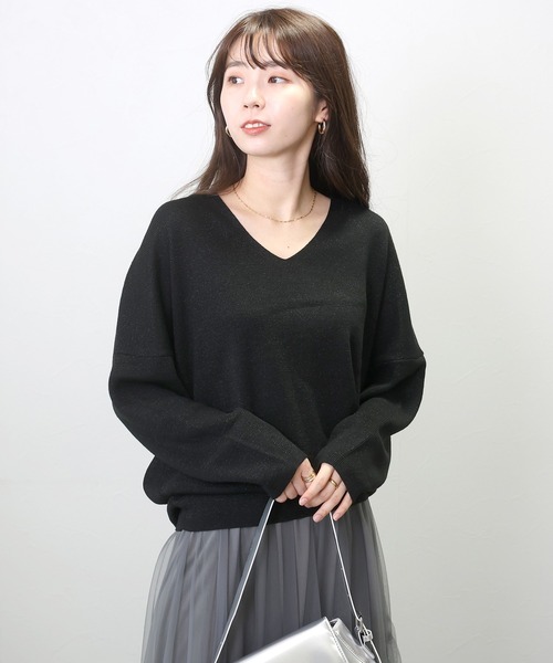 Aletta vita（アレッタビータ）の「12Gラメ使い両Vゴム編みプルオーバー（ニット/セーター・レディース・ブラック/カーキ/ベージュ・M）」の20枚目の写真
