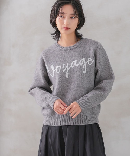 aquagarage(アクアガレージ)の「ロゴニットトップス(ニット/セーター・レディース・グレー/ブラック・FREE)」の3枚目の写真