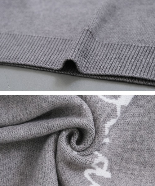 aquagarage(アクアガレージ)の「ロゴニットトップス(ニット/セーター・レディース・グレー/ブラック・FREE)」の5枚目の写真