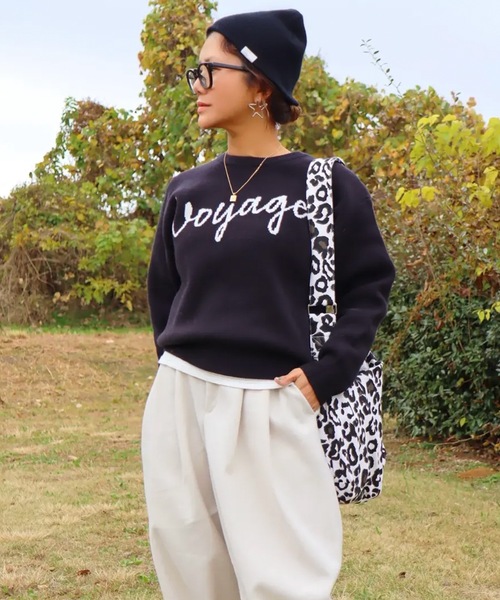 aquagarage(アクアガレージ)の「ロゴニットトップス(ニット/セーター・レディース・グレー/ブラック・FREE)」の8枚目の写真