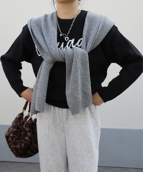 aquagarage(アクアガレージ)の「ロゴニットトップス(ニット/セーター・レディース・グレー/ブラック・FREE)」の10枚目の写真