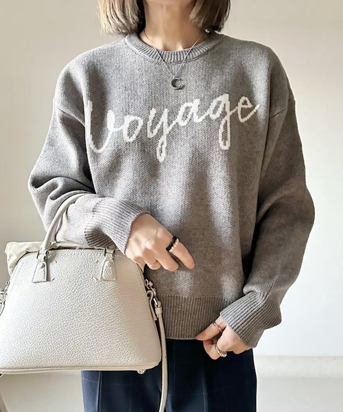 aquagarage(アクアガレージ)の「ロゴニットトップス(ニット/セーター・レディース・グレー/ブラック・FREE)」の11枚目の写真