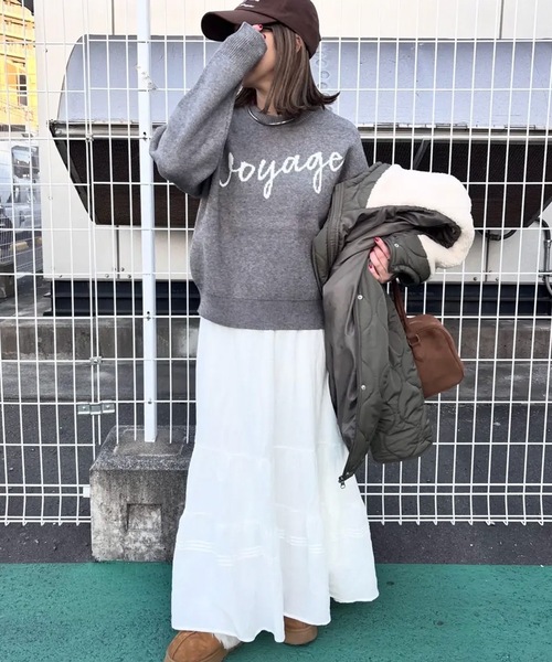 aquagarage(アクアガレージ)の「ロゴニットトップス(ニット/セーター・レディース・グレー/ブラック・FREE)」の18枚目の写真