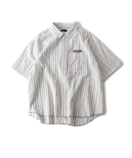 Subciety(サブサエティ)の「Jacquard stripe wide shirt(シャツ/ブラウス・メンズ・ホワイト/ブラック/ネイビー・SMALL/MEDIUM/LARGE/X-LARGE)」の4枚目の写真