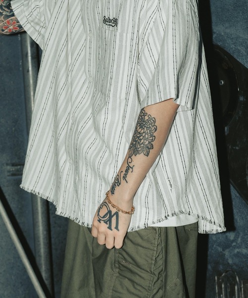 Subciety(サブサエティ)の「Jacquard stripe wide shirt(シャツ/ブラウス・メンズ・ホワイト/ブラック/ネイビー・SMALL/MEDIUM/LARGE/X-LARGE)」の9枚目の写真