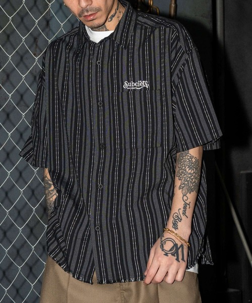 Subciety(サブサエティ)の「Jacquard stripe wide shirt(シャツ/ブラウス・メンズ・ホワイト/ブラック/ネイビー・SMALL/MEDIUM/LARGE/X-LARGE)」の10枚目の写真