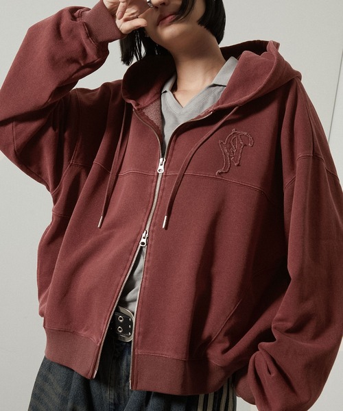 リメイクフーディー【ダメージ加工】 SERACE】Heavy weight vintage design pigment damage hoodie