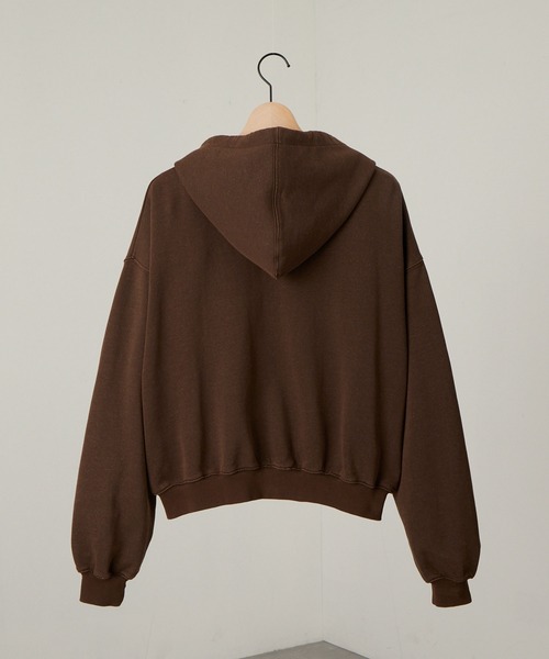 Alfred Alex（アルフレッドアレックス）の「【Alfred Alex】ヴィンテージメイクデザイン ピグメント ダメージパッチロゴ ショートダブルジップパーカー（パーカー・メンズ・ワインレッド/ブラック/チャコール/グレイッシュブルー/ブラウン・M/L）」の21枚目の写真