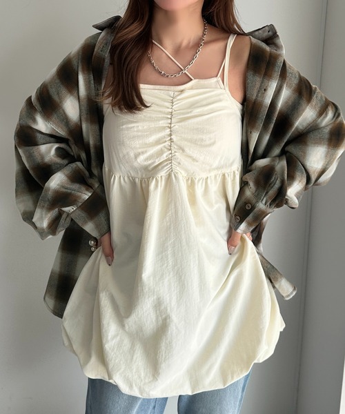 apres jour mignon（アプレジュールミニョン）の「バルーンキャミチュニック【ZOZOTOWN限定アイテム】（チュニック・レディース・ブラック系その他/ブラウン系その他/アイボリー/ブラック/ネイビー/グリーン・フリー/X-LARGE）」の8枚目の写真