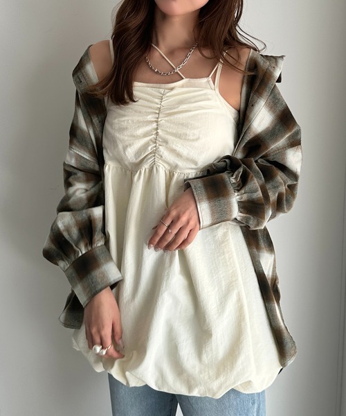 apres jour mignon（アプレジュールミニョン）の「バルーンキャミチュニック【ZOZOTOWN限定アイテム】（チュニック・レディース・ブラック系その他/ブラウン系その他/アイボリー/ブラック/ネイビー/グリーン・フリー/X-LARGE）」の9枚目の写真