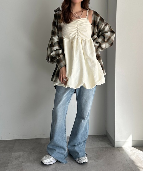 apres jour mignon（アプレジュールミニョン）の「バルーンキャミチュニック【ZOZOTOWN限定アイテム】（チュニック・レディース・ブラック系その他/ブラウン系その他/アイボリー/ブラック/ネイビー/グリーン・フリー/X-LARGE）」の10枚目の写真