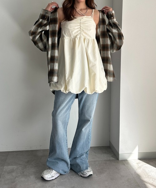 apres jour mignon（アプレジュールミニョン）の「バルーンキャミチュニック【ZOZOTOWN限定アイテム】（チュニック・レディース・ブラック系その他/ブラウン系その他/アイボリー/ブラック/ネイビー/グリーン・フリー/X-LARGE）」の11枚目の写真