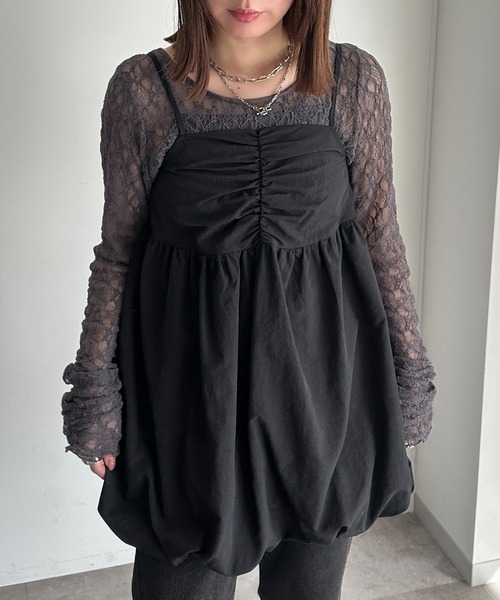 apres jour mignon（アプレジュールミニョン）の「バルーンキャミチュニック【ZOZOTOWN限定アイテム】（チュニック・レディース・ブラック系その他/ブラウン系その他/アイボリー/ブラック/ネイビー/グリーン・フリー/X-LARGE）」の13枚目の写真