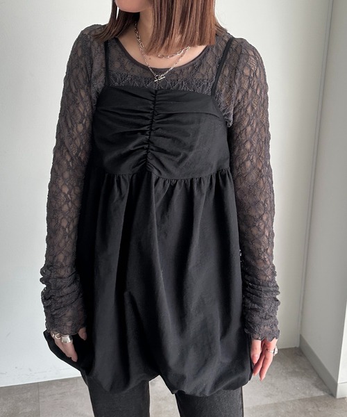 apres jour mignon（アプレジュールミニョン）の「バルーンキャミチュニック【ZOZOTOWN限定アイテム】（チュニック・レディース・ブラック系その他/ブラウン系その他/アイボリー/ブラック/ネイビー/グリーン・フリー/X-LARGE）」の14枚目の写真