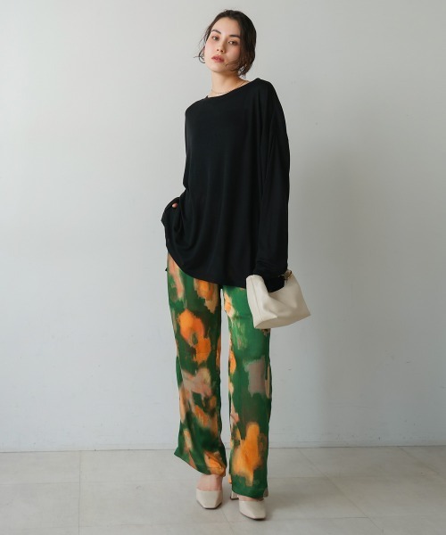 Bou Jeloud（ブージュルード）の「水彩アート柄サテンパンツ（その他パンツ・レディース・グリーン/ピンク・FREE）」の3枚目の写真