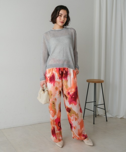 Bou Jeloud（ブージュルード）の「水彩アート柄サテンパンツ（その他パンツ・レディース・グリーン/ピンク・FREE）」の13枚目の写真