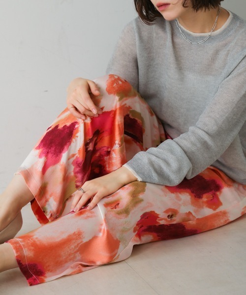 Bou Jeloud（ブージュルード）の「水彩アート柄サテンパンツ（その他パンツ・レディース・グリーン/ピンク・FREE）」の14枚目の写真