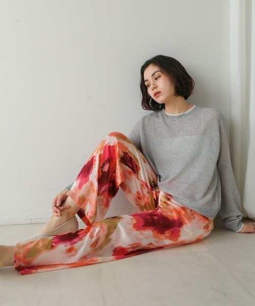 Bou Jeloud（ブージュルード）の「水彩アート柄サテンパンツ（その他パンツ・レディース・グリーン/ピンク・FREE）」の15枚目の写真