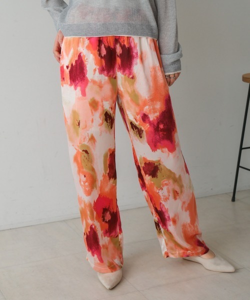 Bou Jeloud（ブージュルード）の「水彩アート柄サテンパンツ（その他パンツ・レディース・グリーン/ピンク・FREE）」の16枚目の写真