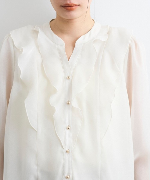 VIS（ビス）の「【洗える】シアーラッフルブラウス（シャツ/ブラウス・レディース・ブラック/ピンク/キナリ・FREE）」の17枚目の写真