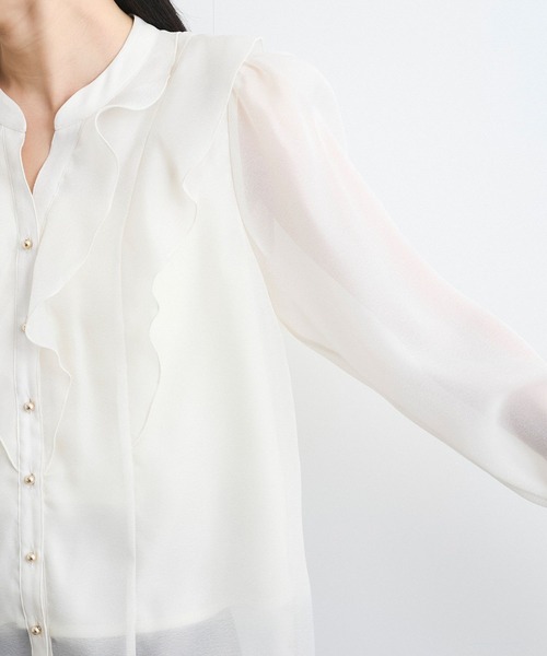 VIS（ビス）の「【洗える】シアーラッフルブラウス（シャツ/ブラウス・レディース・ブラック/ピンク/キナリ・FREE）」の18枚目の写真