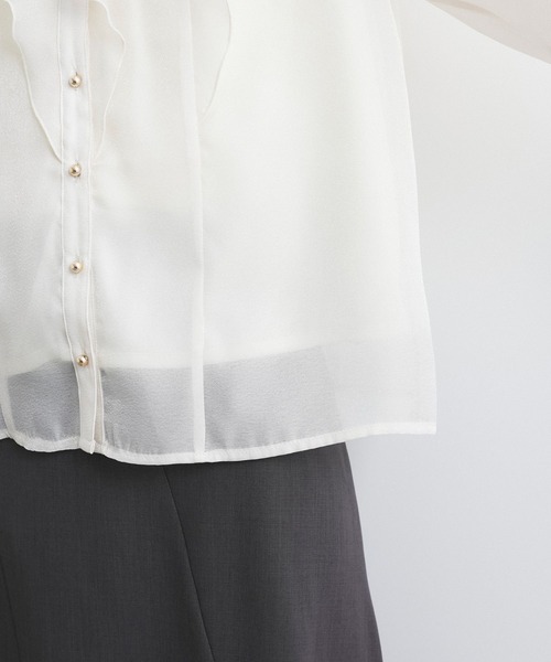 VIS（ビス）の「【洗える】シアーラッフルブラウス（シャツ/ブラウス・レディース・ブラック/ピンク/キナリ・FREE）」の19枚目の写真