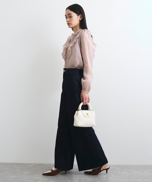 VIS（ビス）の「【洗える】シアーラッフルブラウス（シャツ/ブラウス・レディース・ブラック/ピンク/キナリ・FREE）」の10枚目の写真