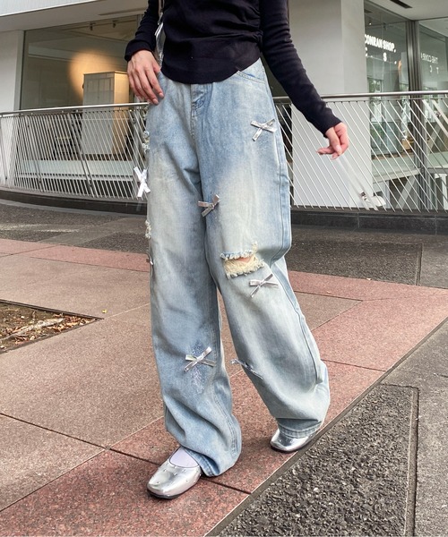 Mejoul(メジュール)の「ダメージボーイフレンドデニム(デニムパンツ・レディース・ブルー・M/L)」の17枚目の写真