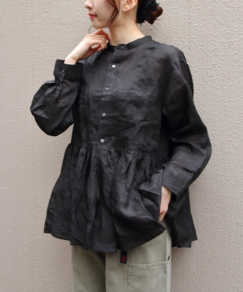 LE GLAZIK（ルグラジック）の「LE GLAZIK/ル グラジック　ギャザーグレアシャツ　GATHERED FLARE SHIRT　LG-B0382 RAT（シャツ/ブラウス・レディース・ローズ/サックスブルー/ブラック・36）」の2枚目の写真