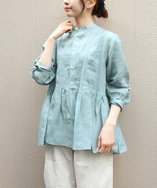 LE GLAZIK（ルグラジック）の「LE GLAZIK/ル グラジック　ギャザーグレアシャツ　GATHERED FLARE SHIRT　LG-B0382 RAT（シャツ/ブラウス・レディース・ローズ/サックスブルー/ブラック・36）」の6枚目の写真