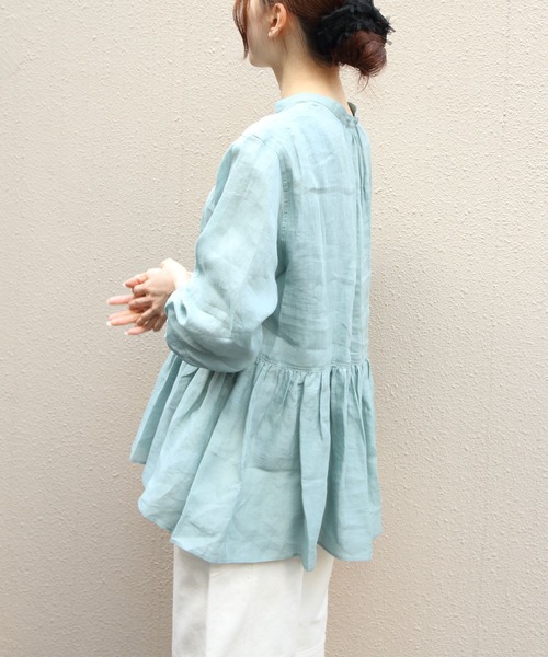 LE GLAZIK（ルグラジック）の「LE GLAZIK/ル グラジック　ギャザーグレアシャツ　GATHERED FLARE SHIRT　LG-B0382 RAT（シャツ/ブラウス・レディース・ローズ/サックスブルー/ブラック・36）」の7枚目の写真