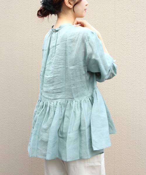 LE GLAZIK（ルグラジック）の「LE GLAZIK/ル グラジック　ギャザーグレアシャツ　GATHERED FLARE SHIRT　LG-B0382 RAT（シャツ/ブラウス・レディース・ローズ/サックスブルー/ブラック・36）」の8枚目の写真