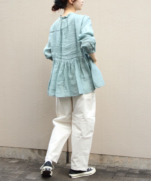 LE GLAZIK（ルグラジック）の「LE GLAZIK/ル グラジック　ギャザーグレアシャツ　GATHERED FLARE SHIRT　LG-B0382 RAT（シャツ/ブラウス・レディース・ローズ/サックスブルー/ブラック・36）」の12枚目の写真
