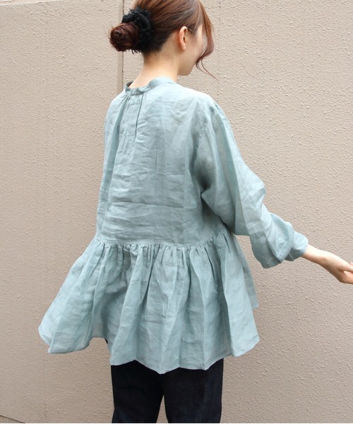 LE GLAZIK（ルグラジック）の「LE GLAZIK/ル グラジック　ギャザーグレアシャツ　GATHERED FLARE SHIRT　LG-B0382 RAT（シャツ/ブラウス・レディース・ローズ/サックスブルー/ブラック・36）」の20枚目の写真