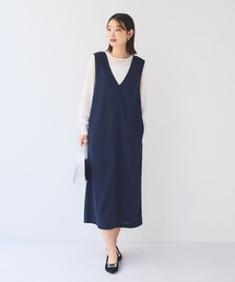 CROSS FUNCTION | 《シワになりにくい》サマ美え ジョーゼット深Vネックジャンスカ【CF/クロスファンクション】(ジャンパースカート)