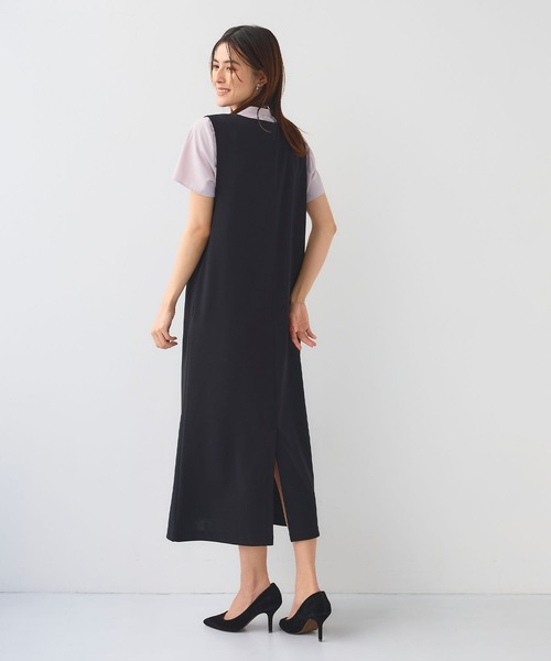 CROSS FUNCTION（クロスファンクション）の「《シワになりにくい》サマ美え ジョーゼット深Vネックジャンスカ【CF/クロスファンクション】（ジャンパースカート・レディース・ネイビー/ブラック・L/M/LL）」の15枚目の写真