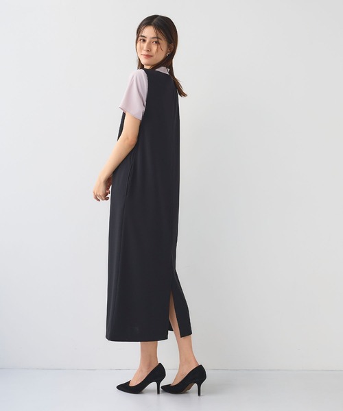 CROSS FUNCTION（クロスファンクション）の「《シワになりにくい》サマ美え ジョーゼット深Vネックジャンスカ【CF/クロスファンクション】（ジャンパースカート・レディース・ネイビー/ブラック・L/M/LL）」の16枚目の写真