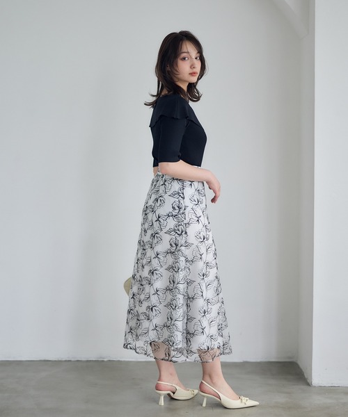 12Twelve Agenda（トゥエルブ　アジェンダ）の「クロスアシメオフショル5分袖ニットプルオーバー（ニット/セーター・レディース・ブラック/グレイッシュベージュ/サックスブルー/グリーン系その他/ブルーグリーン/グリーン/ピンク/ブラウン・M）」の18枚目の写真