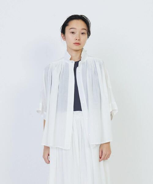 ブラウス シャツ ラミーワッシャータックギャザーブラウス レディース ラミーワッシャータックギャザーブラウス｜BIGI online store