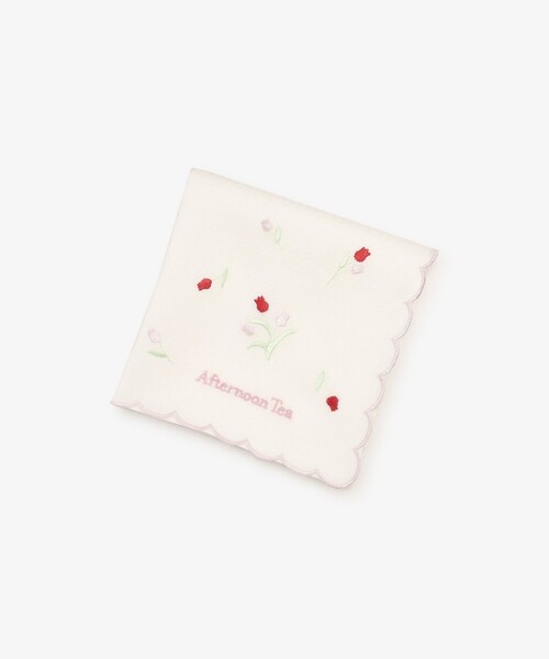 セール】チューリップ刺繍ハンカチ（ハンカチ/ハンドタオル