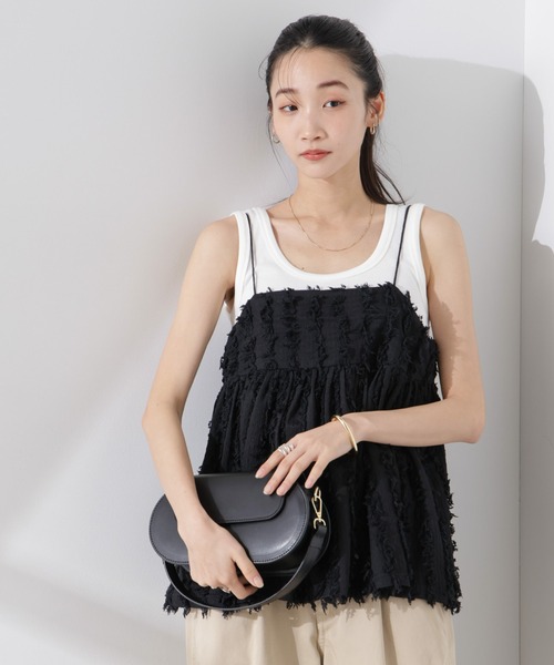 NANO universe（ナノユニバース）の「フリンジキャミソールビスチェ（キャミソール・レディース・ブラック/アイボリー/ブラウン・FREE）」の2枚目の写真