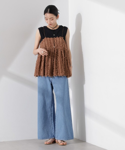 NANO universe（ナノユニバース）の「フリンジキャミソールビスチェ（キャミソール・レディース・ブラック/アイボリー/ブラウン・FREE）」の7枚目の写真