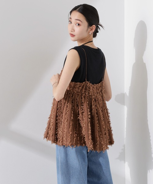 NANO universe（ナノユニバース）の「フリンジキャミソールビスチェ（キャミソール・レディース・ブラック/アイボリー/ブラウン・FREE）」の6枚目の写真