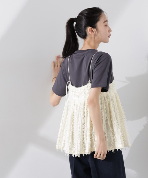 NANO universe（ナノユニバース）の「フリンジキャミソールビスチェ（キャミソール・レディース・ブラック/アイボリー/ブラウン・FREE）」の12枚目の写真