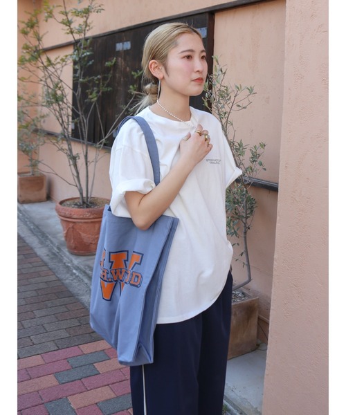 Ungrid（アングリッド）の「RUSSELL別注 ロゴトートBAG（トートバッグ・レディース・オレンジ/ブルー/アイボリー・FREE）」の5枚目の写真