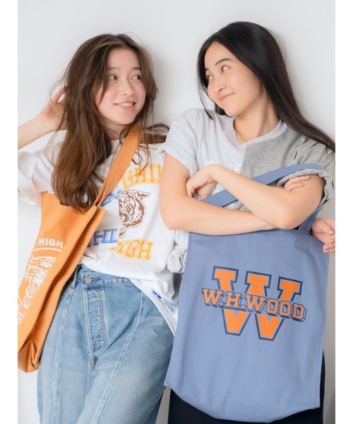 Ungrid（アングリッド）の「RUSSELL別注 ロゴトートBAG（トートバッグ・レディース・オレンジ/ブルー/アイボリー・FREE）」の16枚目の写真