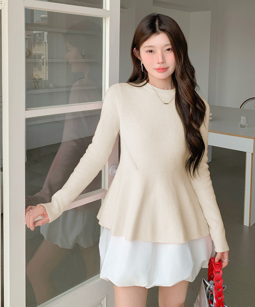 Rene ルネ　ペプラムニット Rene ルネ ペプラムニット