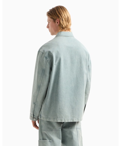 EMPORIO ARMANI(エンポリオアルマーニ)の「【エンポリオ アルマーニ】ASV Peaceカプセルコレクション ジャケット コンフォートコットン ヴィンテージ調グログラン(デニムジャケット・メンズ・ブルー系・SMALL/MEDIUM/LARGE)」の4枚目の写真