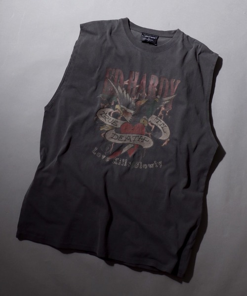 Ed Hardy（エドハーディー）の「Ed Hardy/エド・ハーディー ピグメント加工 ヴィンテージライク ロックプリント ノースリーブシャツ タンクトップ（タンクトップ・メンズ・グレー系その他/チャコール/グレー系その他2/グレー系その他3/グレー系その他4/グレー系その他5・M/L）」の2枚目の写真